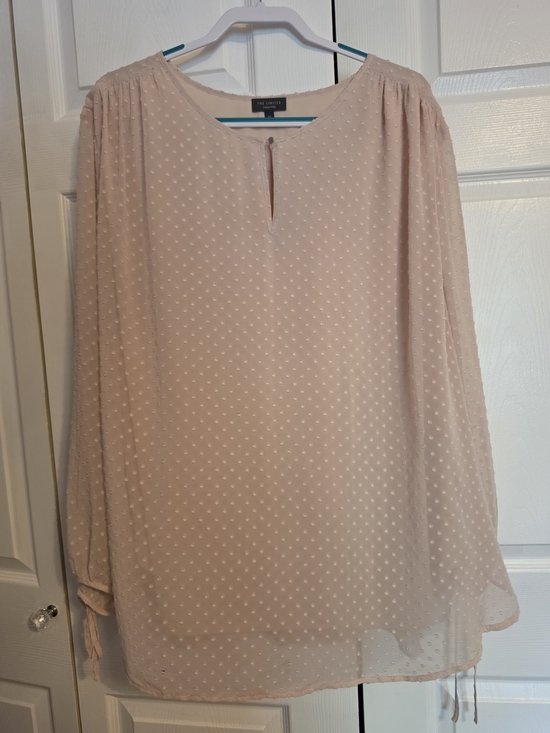 The Limited Tops - The Limited Blush Pink Swiss Dot Keyhole Blouse